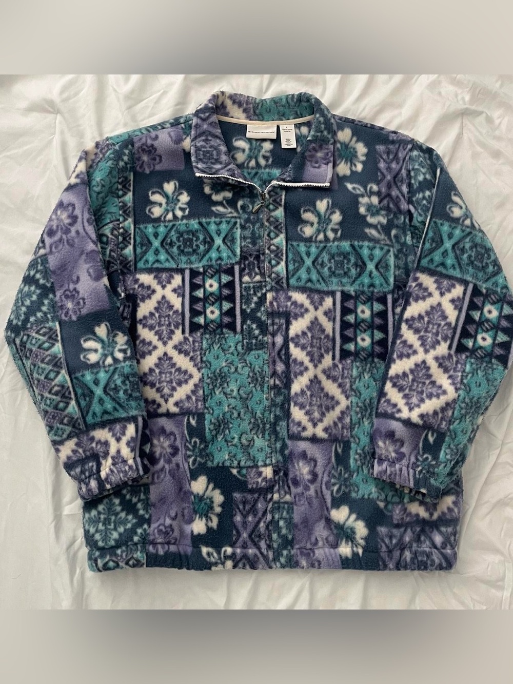 vintage 80s style alfred dunner fleece zip up jacket
